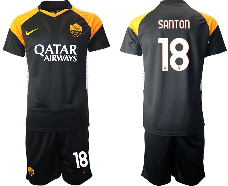 Men 2020-2021 club Rome away #18 black Soccer Jerseys->rome jersey->Soccer Club Jersey